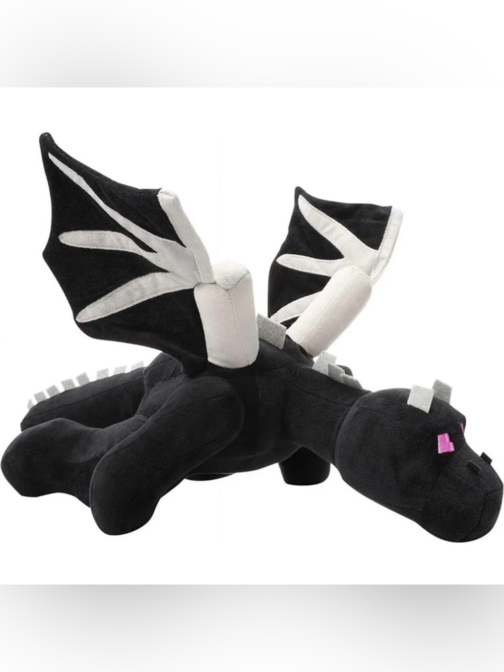 Minecraft Ender Dragon Plush Toy Black Gray Wings Pixel Eyes 23”